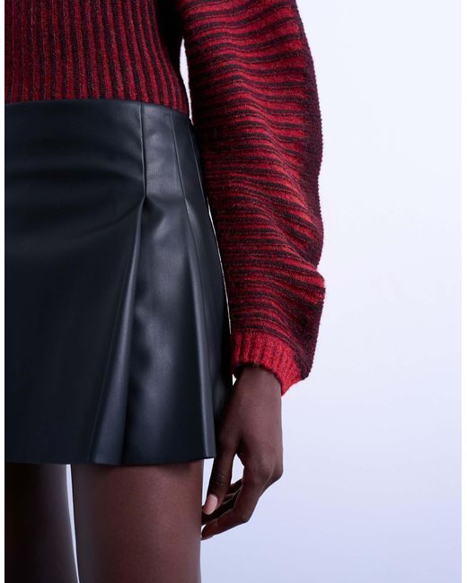 TOPSHOP Faux Leather Tailored Mini Skirt