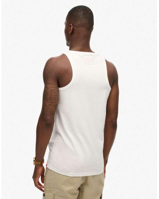 Superdry White Contrast Script Vest for men