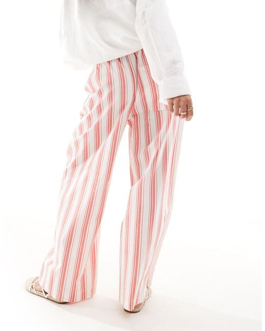Petite - pantalon à enfiler rayé - rouge ASOS en coloris Pink