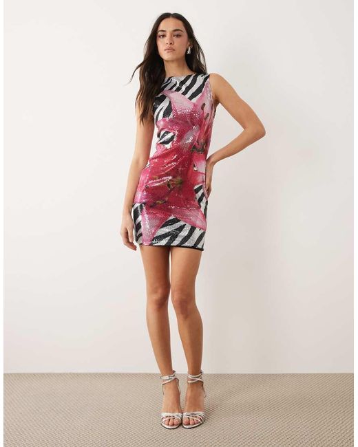 Kaiia Pink Exclusive Sequin Bandeau Mini Dress