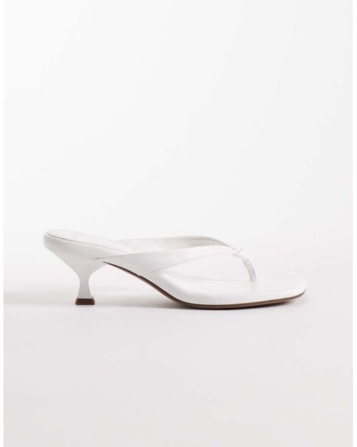 ASOS White Havana Toe Thong Kitten Heel Sandals