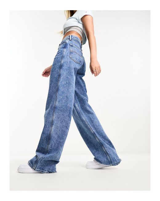 Tommy Hilfiger Blue – claire – jeans mit hohem bund, weitem bein und heller waschung