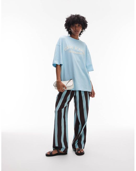 TOPSHOP Blue – oversize-t-shirt aus jersey