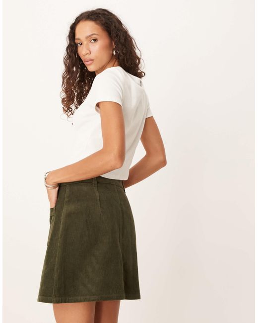 Jdy Natural Cord Button Through Mini Skirt