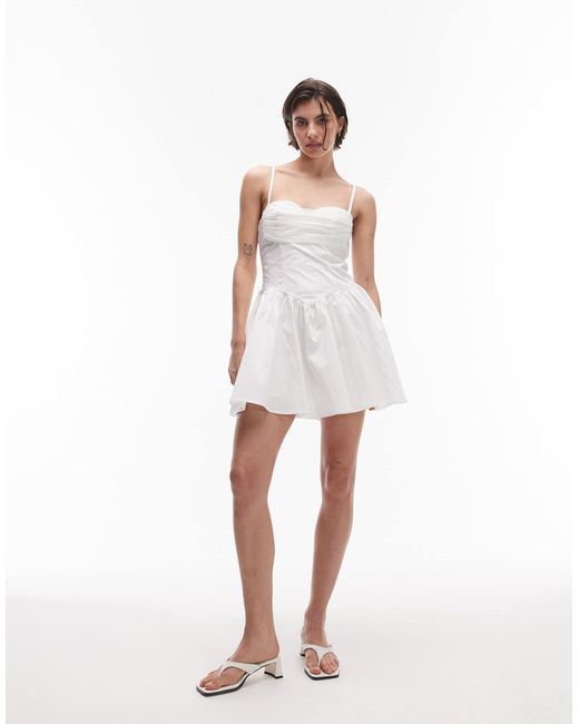 SNDY'S White – minikleid aus popeline und drapiertem netzstoff