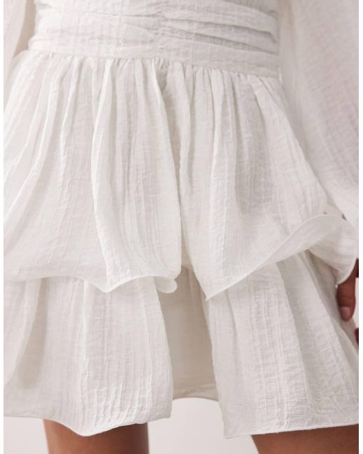 Gina Tricot Natural V Neck Wide Sleeve Mini Dress