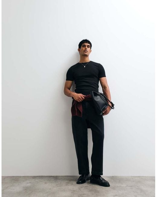 ASOS Black Essential Muscle Fit T-Shirt for men