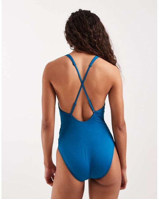 Nike Blue Nike Scoop Neck Swimsuit