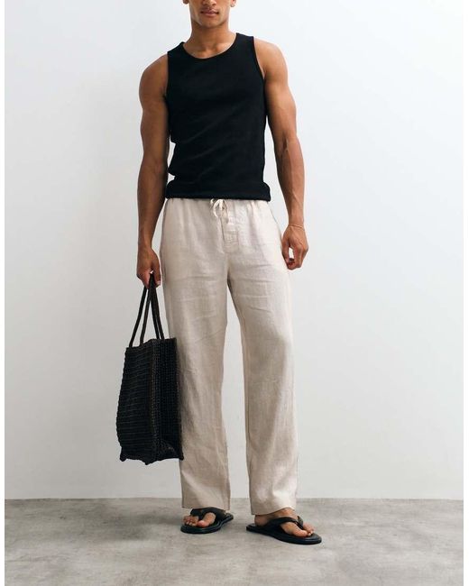 ARKET Blue Pure Linen Trouser for men