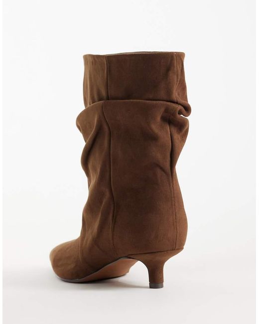 ASOS Brown Rosario Slouch Kitten Heel Boots