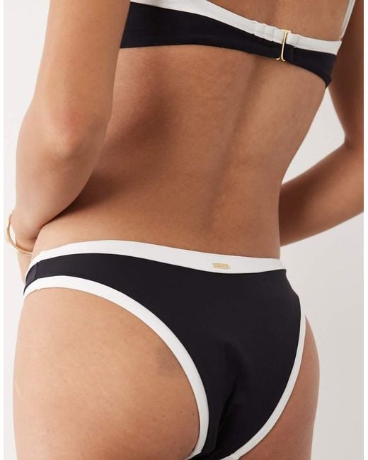 Tala Black Contrast Mid Rise Bikini Bottoms