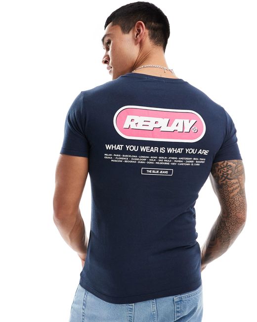 Camiseta con logo Replay de hombre de color Blue