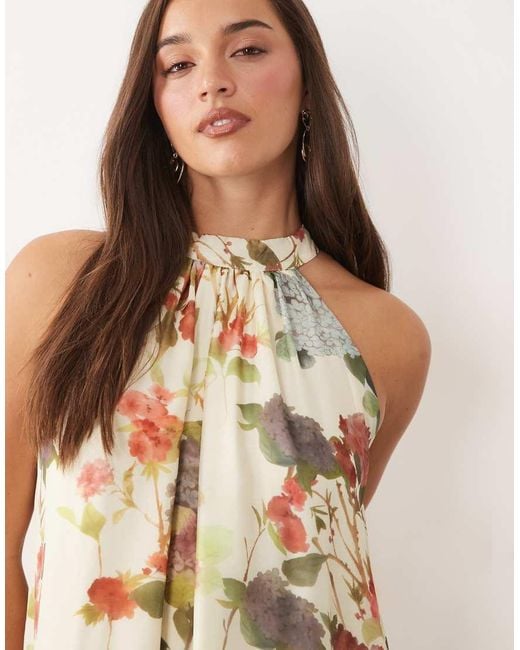 Vila Natural Halter Neck Tiered Midi Dress