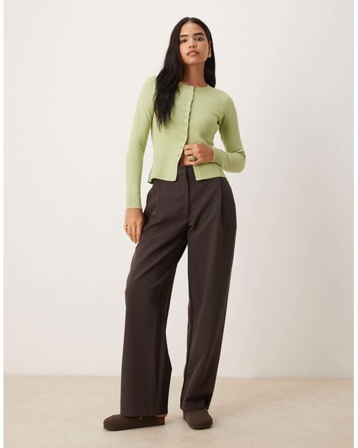 Threadbare Green Button Through Compact Cardigan