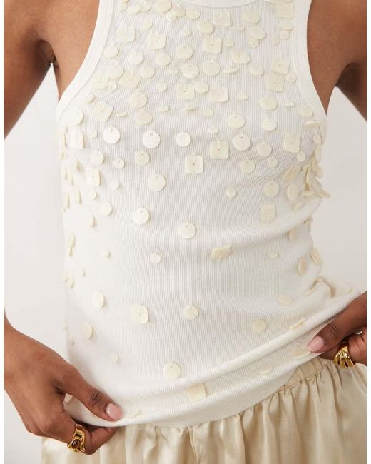 River Island Natural Shell Embellished Tank Top