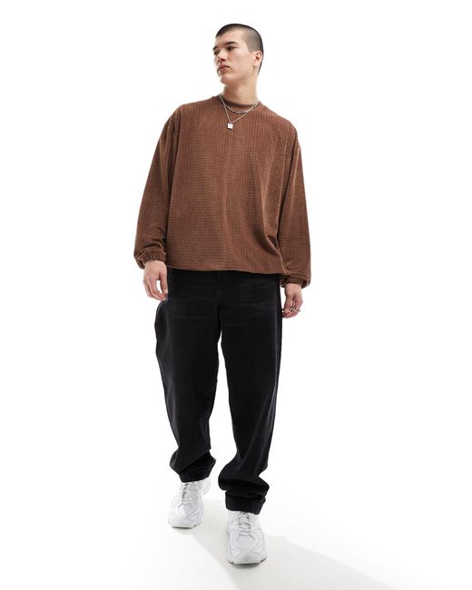 ASOS Brown Oversized Textured Sweatshirt for men