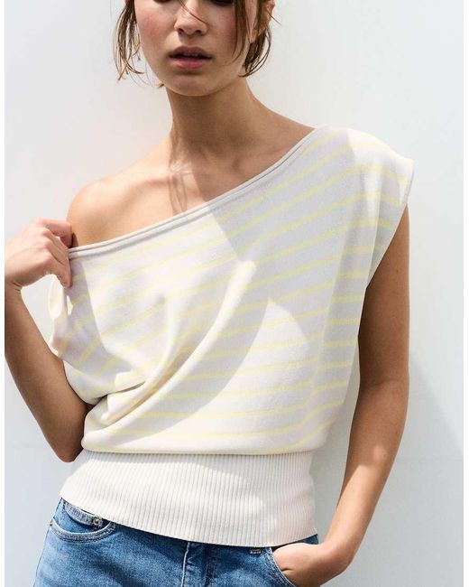 Pull&Bear Blue Asymmetric Short Sleeve Jumper