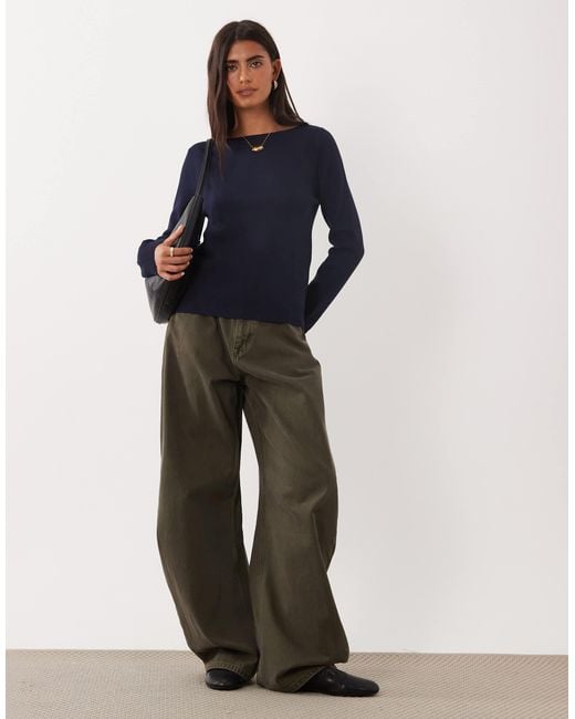 Mango Blue Pullover mit u-boot-ausschnitt