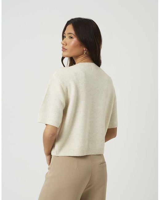 Brave Soul Natural Short Sleeve Jersey Knit Cardigan