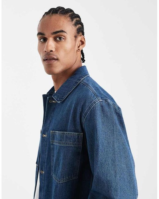 ASOS Blue Long Sleeved Denim Shirt for men