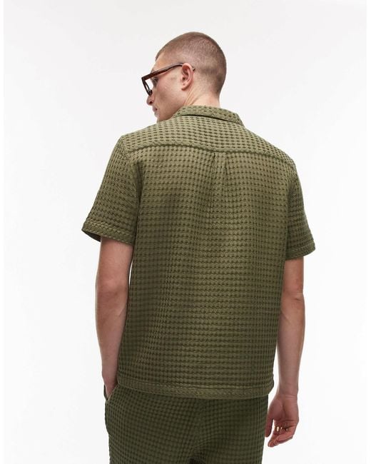 Topman Green Textured Grid Check for men
