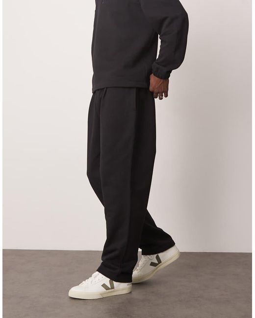 Joggers Negros De Pernera Recta Con Pinzas De (Parte De Un Conjunto) ASOS de hombre de color Black