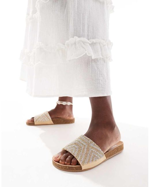 Accessorize Brown Beaded Footbed Sandal