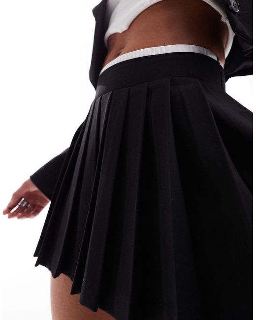 Bershka Black Pocket Lining Pleated Tailored Mini Skirt Co-ord