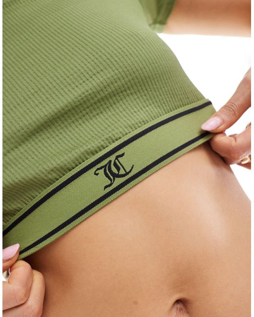 Juicy Couture Green Rayon Rib Short Sleeve Top