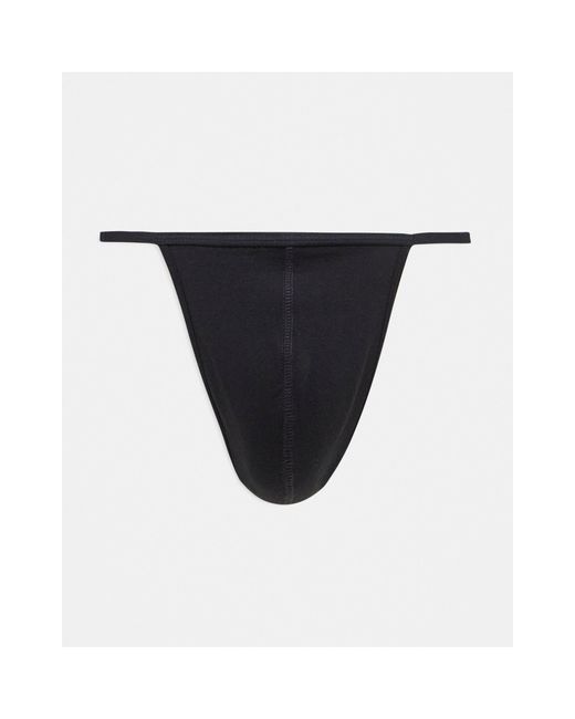 ASOS Black Thong With Thin Straps And Hardware for men