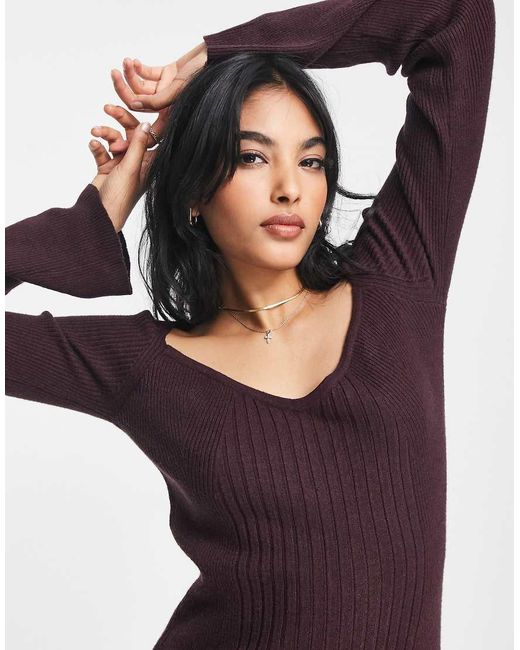 River Island Purple Sweetheart Neck Bodycon Dress