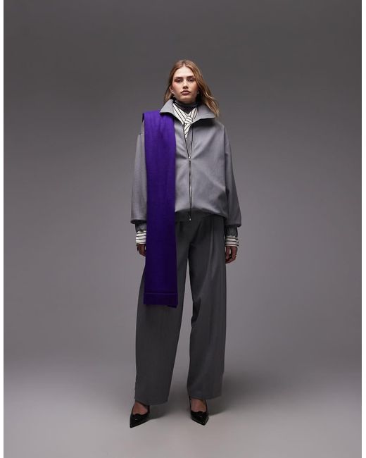 ASOS Gray Funnel Neck Longline Bomber Jacket
