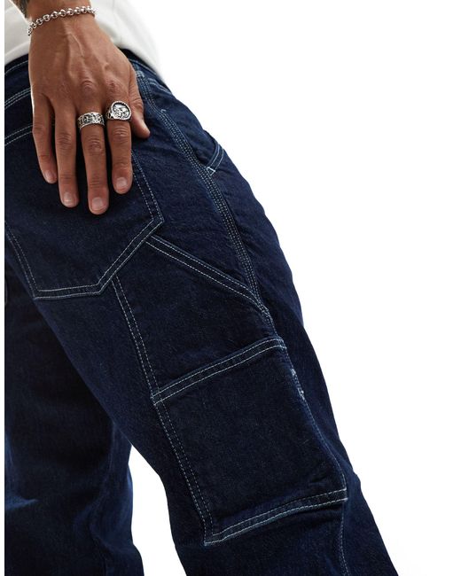 Denim Project Blue Straight Leg Workwear Denim Jeans for men
