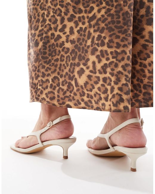 London Rebel Natural Strap Detail Thong Heeled Sandals