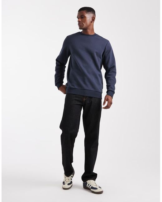 Sudadera Azul Marino Oscuro Con Cuello Redondo De Only & Sons de hombre de color Blue