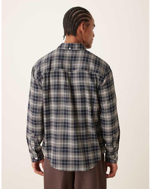 Farah Gray Sands Long Sleeve Flannel Logo Shirt for men
