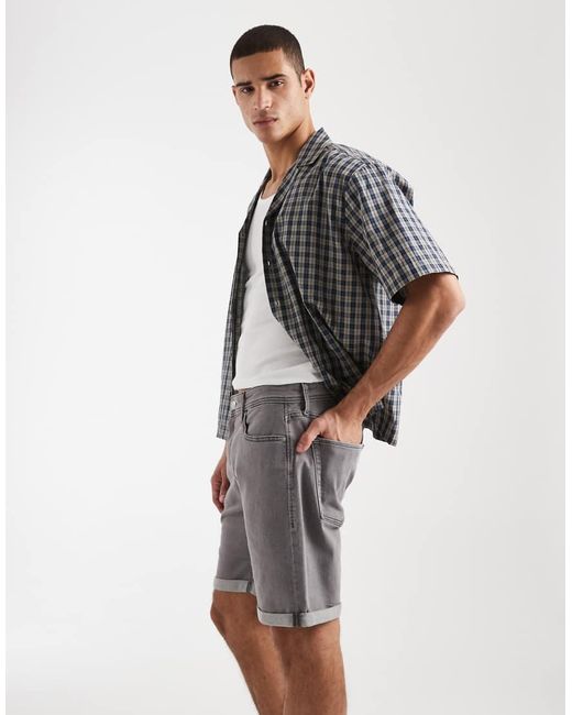 JJ Rebel Gray Joe Turn Up Denim Shorts for men