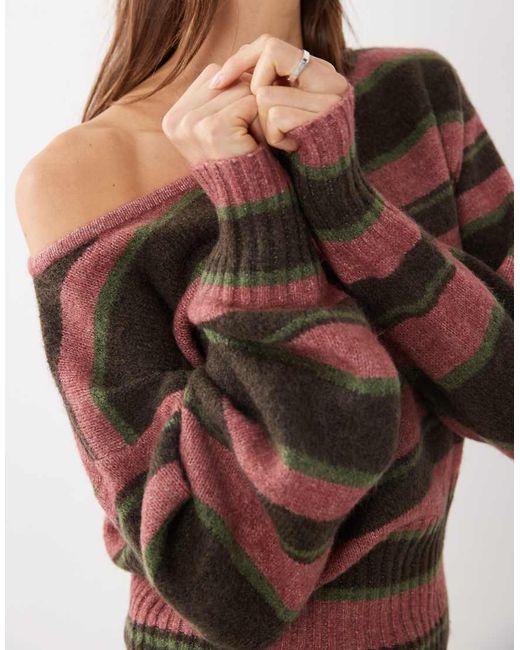Cotton On Multicolor Luxe Slouch Off Shoulder Long Sleeve Knit