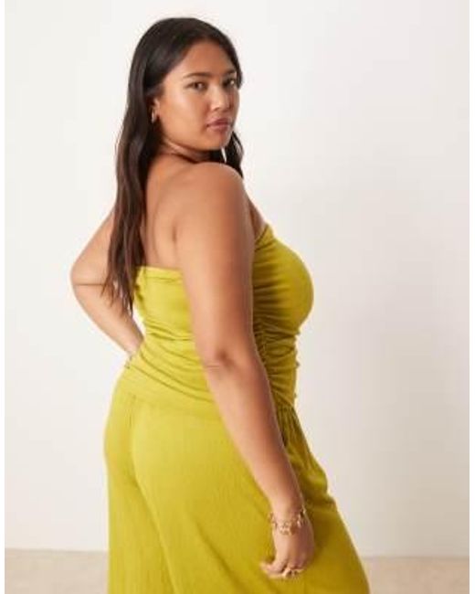 ASOS Yellow Asos Design Curve Crinkle Bandeau Top