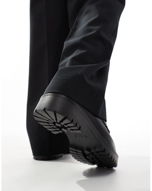 Walk London Black Sean Trim Loafers for men