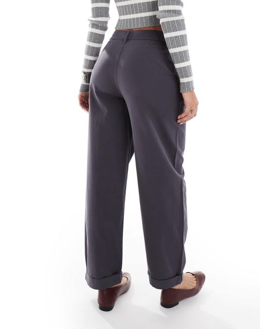 ASOS Blue Tapered Trousers With Turn Up Detail