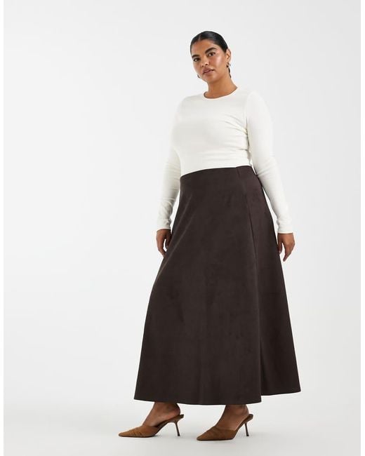 ONLY White Faux Suede Maxi Skirt