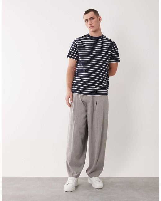 ASOS – 2er-pack gestreifte basic-t-shirts in Blue für Herren