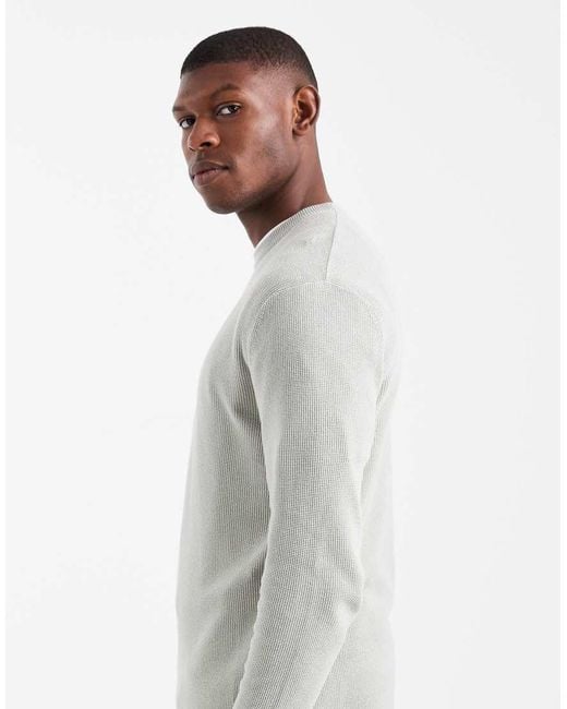 Only & Sons Gray Regular Fit Waffle Knit Jumper for men