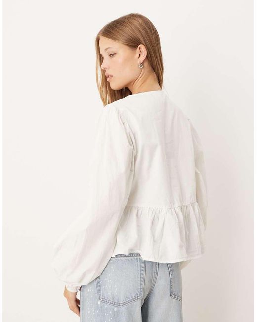 Y.A.S White Tie Front Long Sleeve Blouse