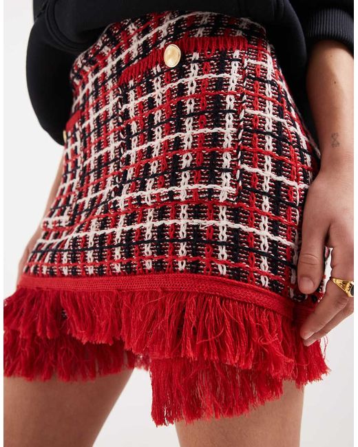 ASOS Red Knitted Tweed Skort