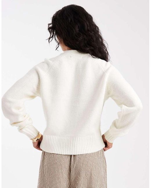 Threadbare White Crew Neck Button Through Cardigan