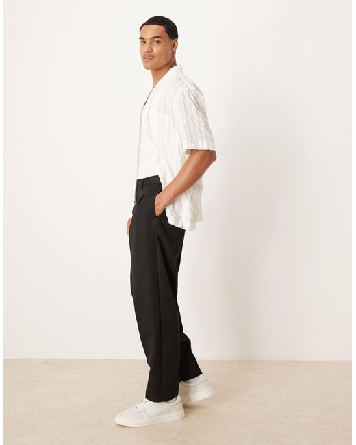 ASOS Natural Oversized Tapered Trouser With Double Pleat for men