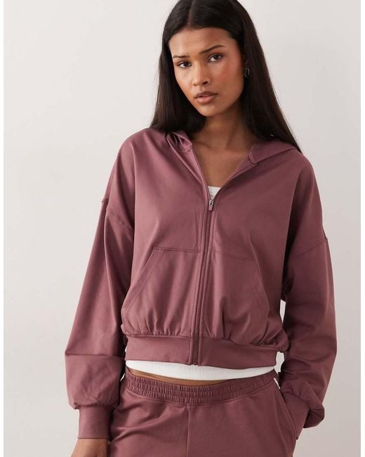 Hollister Red Gilly Hicks Slouchy Crop Full Zip Hoodie Co-Ord