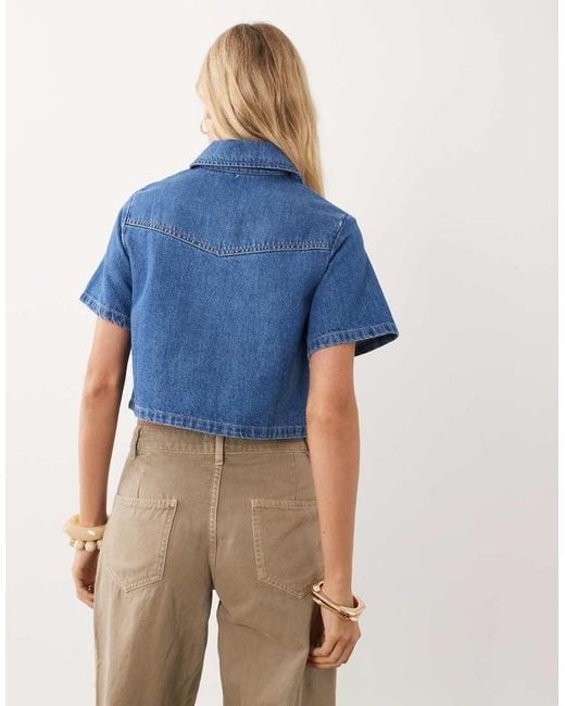 ASOS Blue Denim Crop Shirt